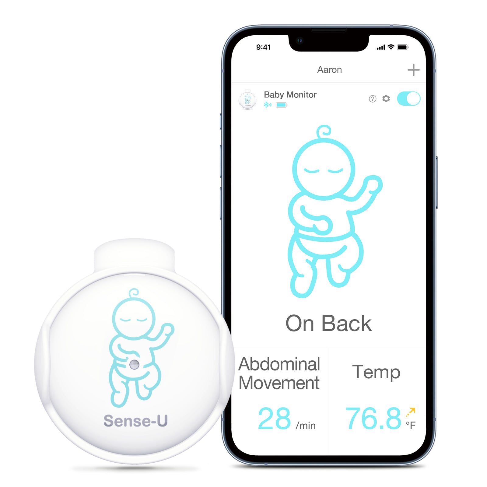Sense-U Smart Baby Monitor +2K PTZ Camera - Tracks Abdominal Movement, Rollover, Temp, 2K Video, Audio, Motion, With Realtime Alert, Pan-Tilt-Zoom, Night Vision FSA/HSA Eligible - Yahoo