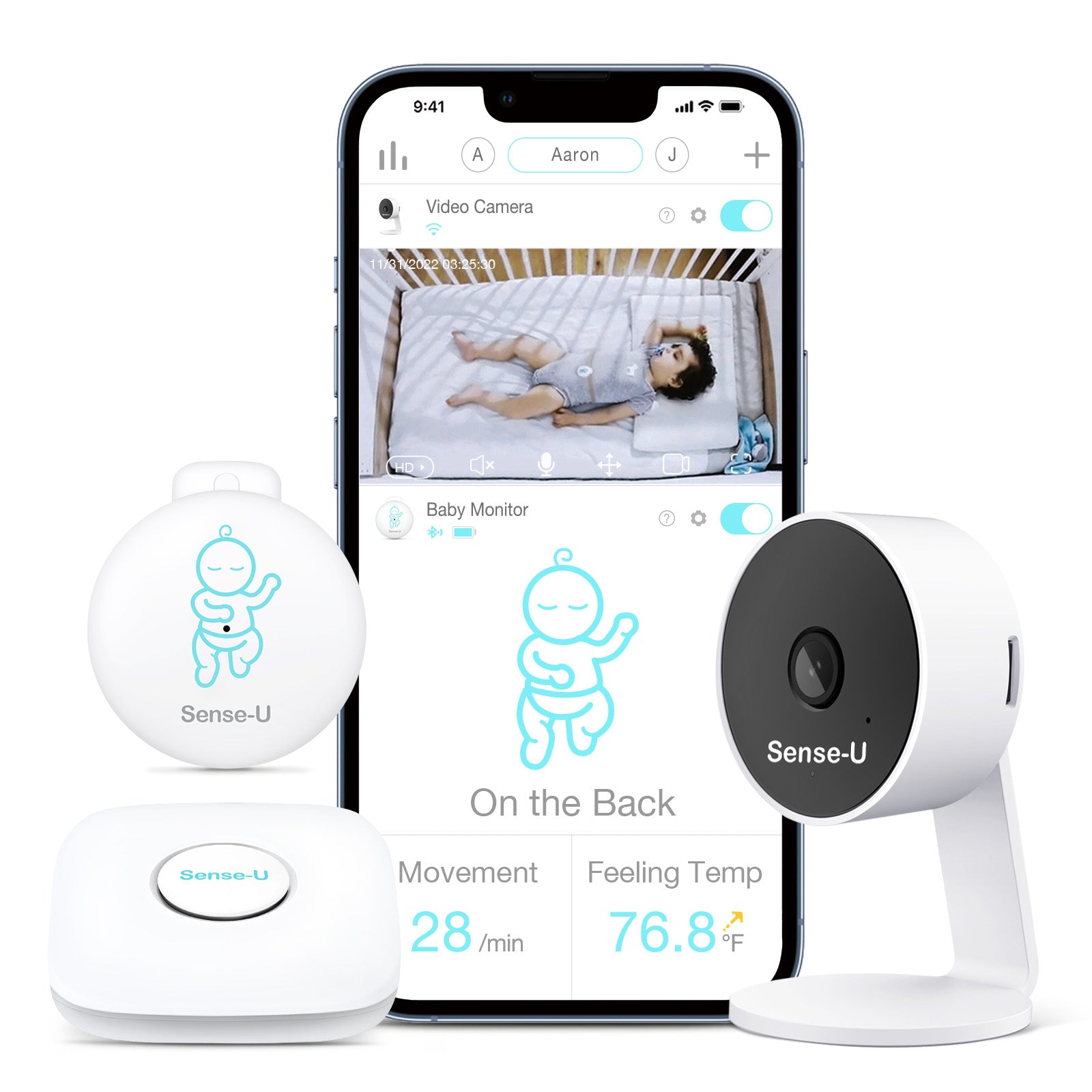 Refurbished Sense-U Baby Monitor: Tracks your baby's sleep while streaming HD video to your smartphone, anytime, anywhere.