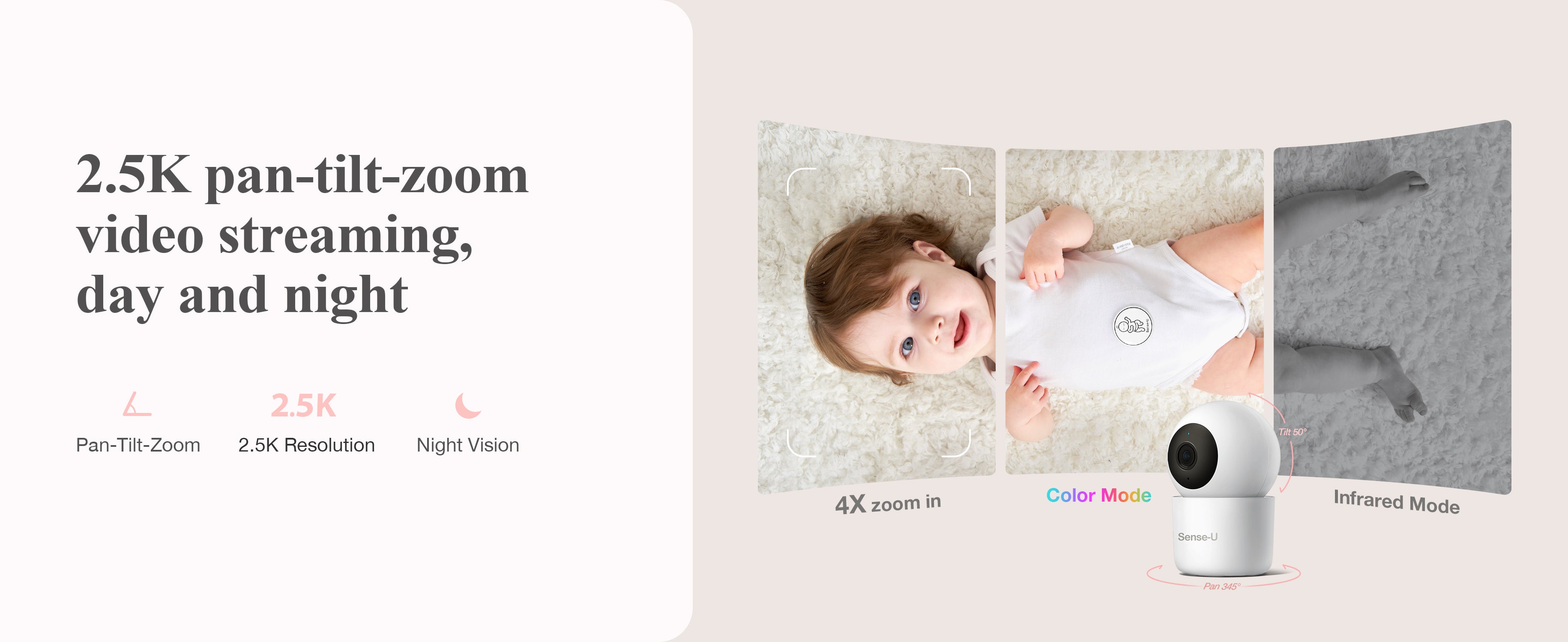 Sense-U AI 2K Baby Camera Monitor with Sensor-Free Breathing Detection