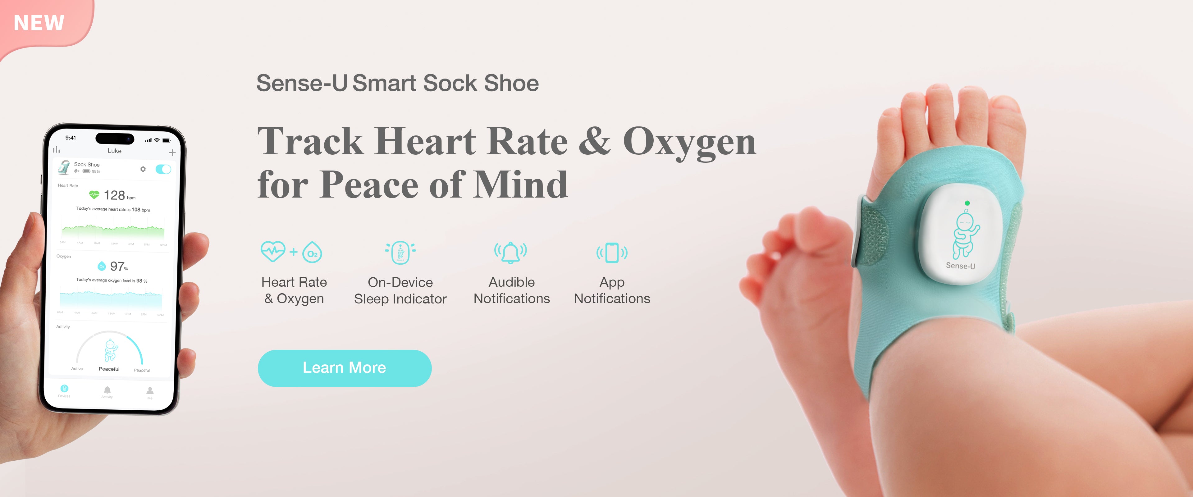 Owlet Sock Sense-U Smart Sock Shoe Baby Monitor - Tracks Heart Rate ...