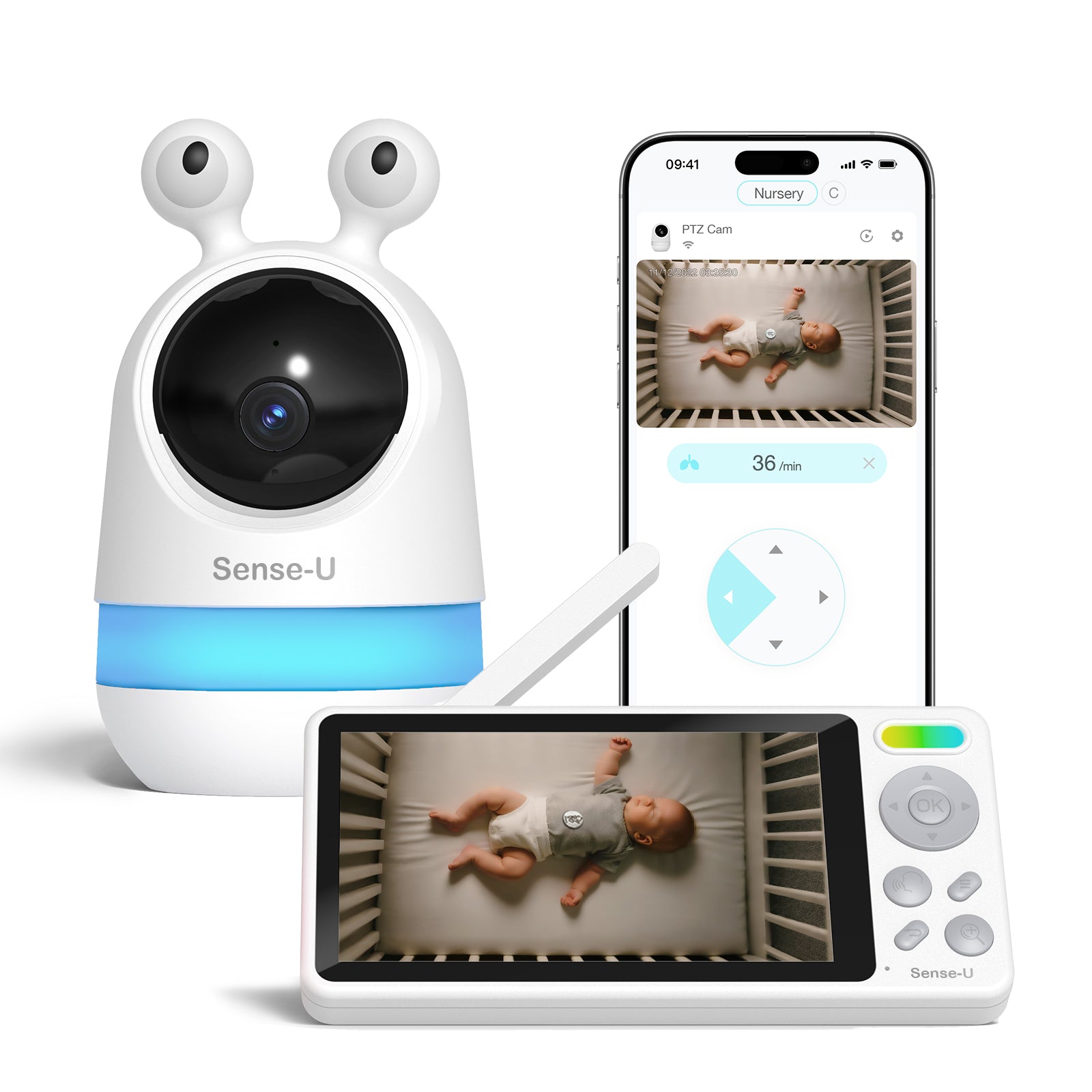 Sense-U PTZ Cam 2K ベビーモニター AI Baby Monitor with Camera – Sense-U