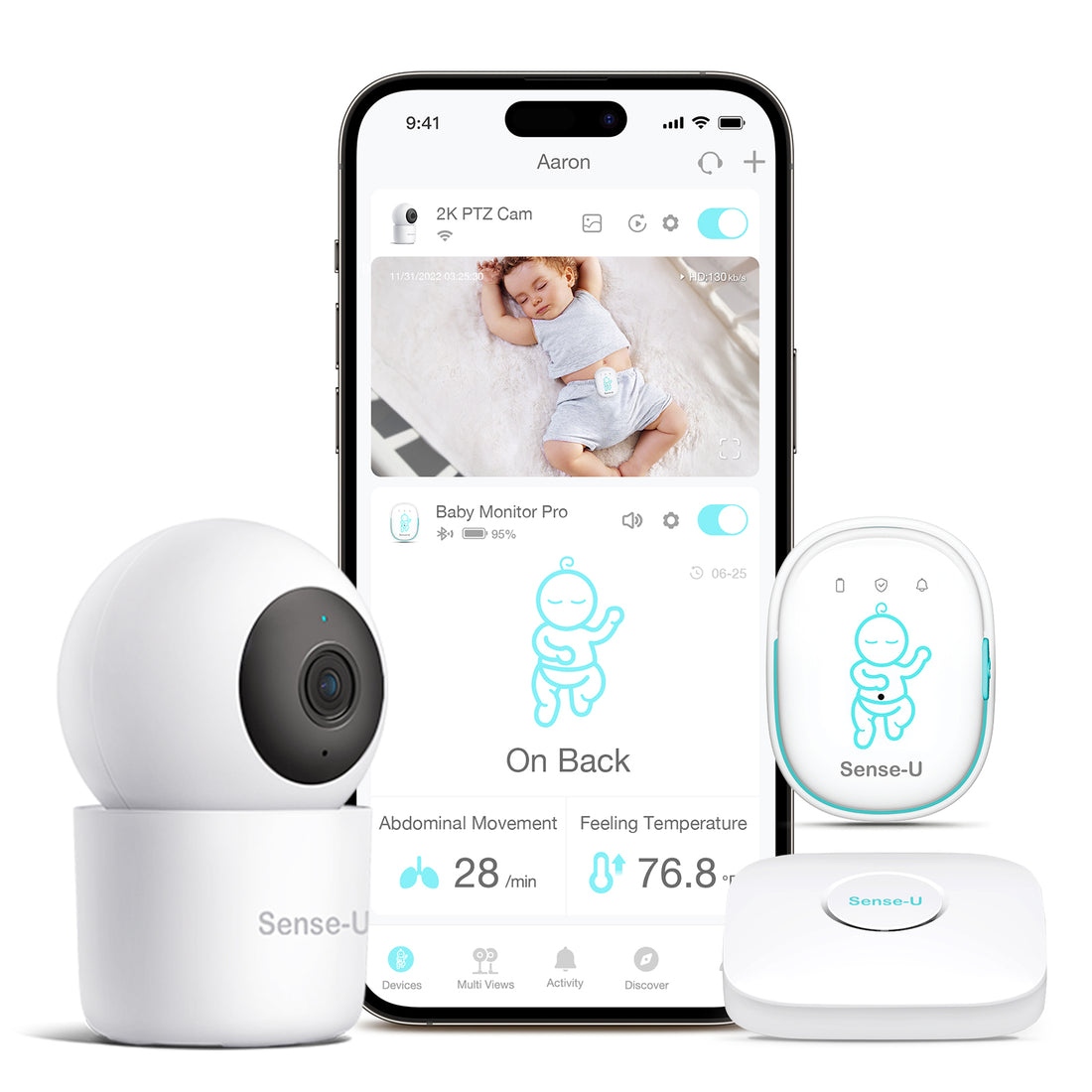 Sense-U  Pro Bundle (Baby Monitor Pro + 
2K PTZ Camera) INTERNATIONAL SHIPPING