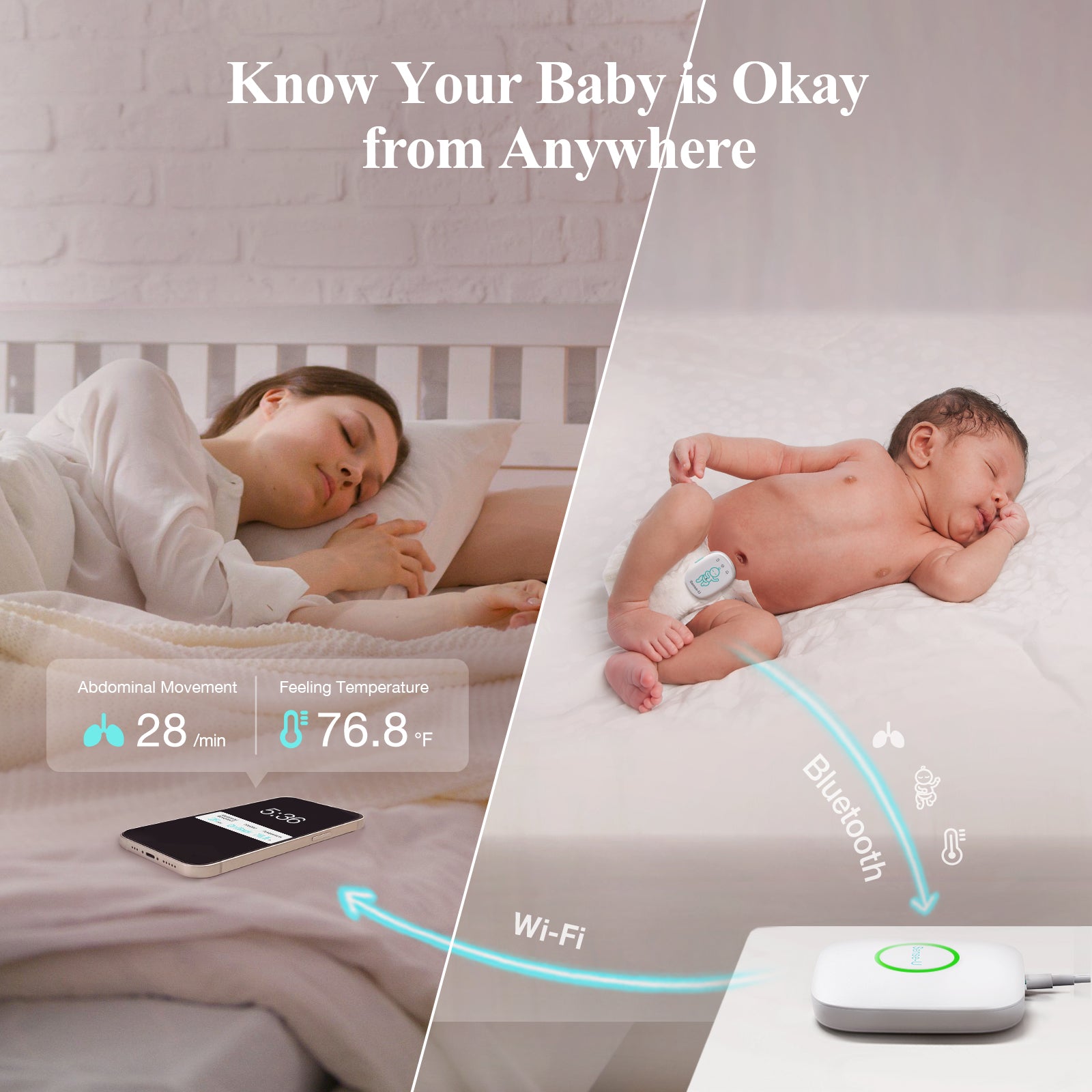 Baby monitor with shops breathing