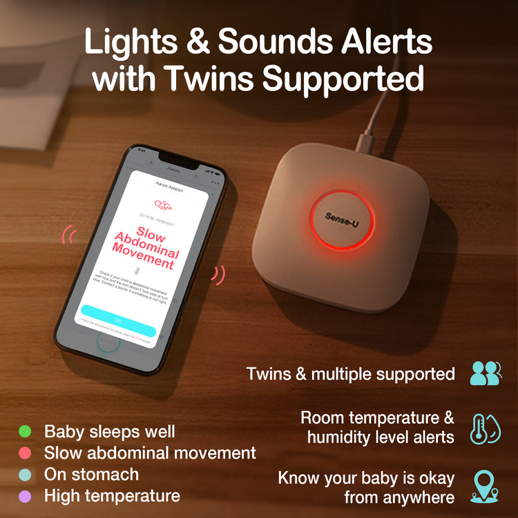 Baby Monitor 3: Tracks abdominal movement, rollover, temp, anywhere –  Sense-U