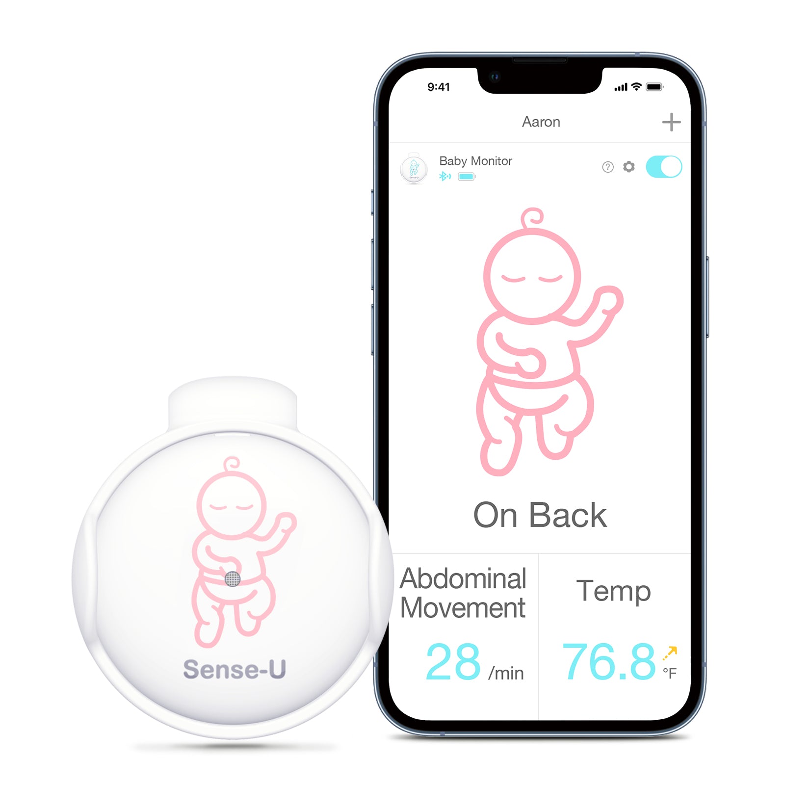Sense-U赤ちゃん 呼吸ベビー モニター：呼吸動作｜睡眠姿勢 | 周囲 