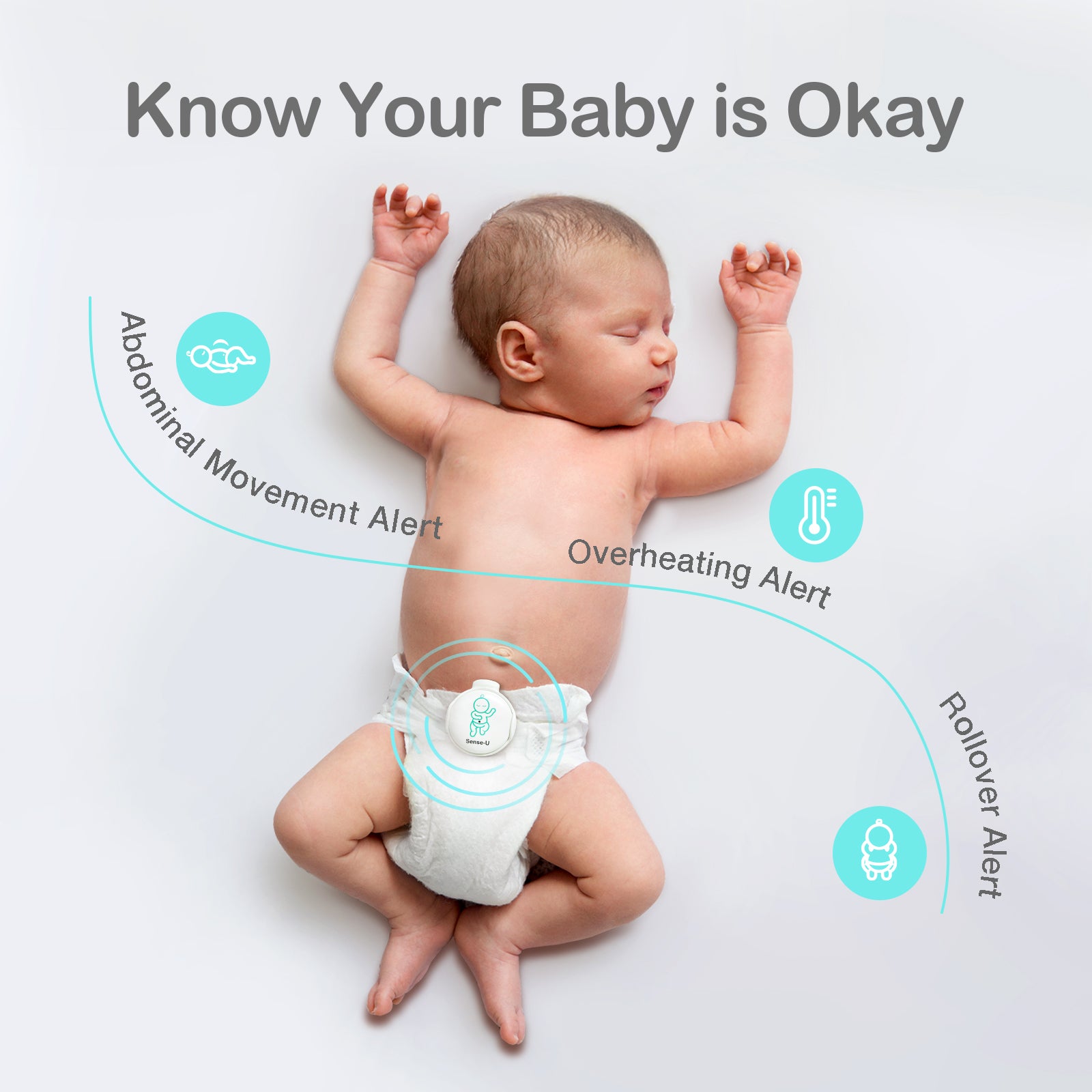 Sense-U赤ちゃん 呼吸ベビー モニター：呼吸動作｜睡眠姿勢 | 周囲温度