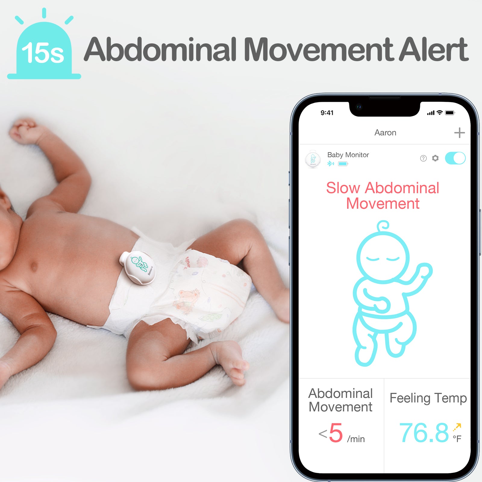Sense-U Smart Baby Monitor: Breathing Movement, Rollover, Temperature