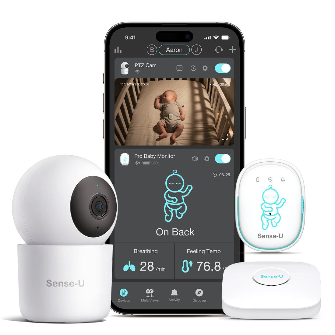 Sense-U 2K bundle: abdominal movement,rollover,temp,2K video,anywhere