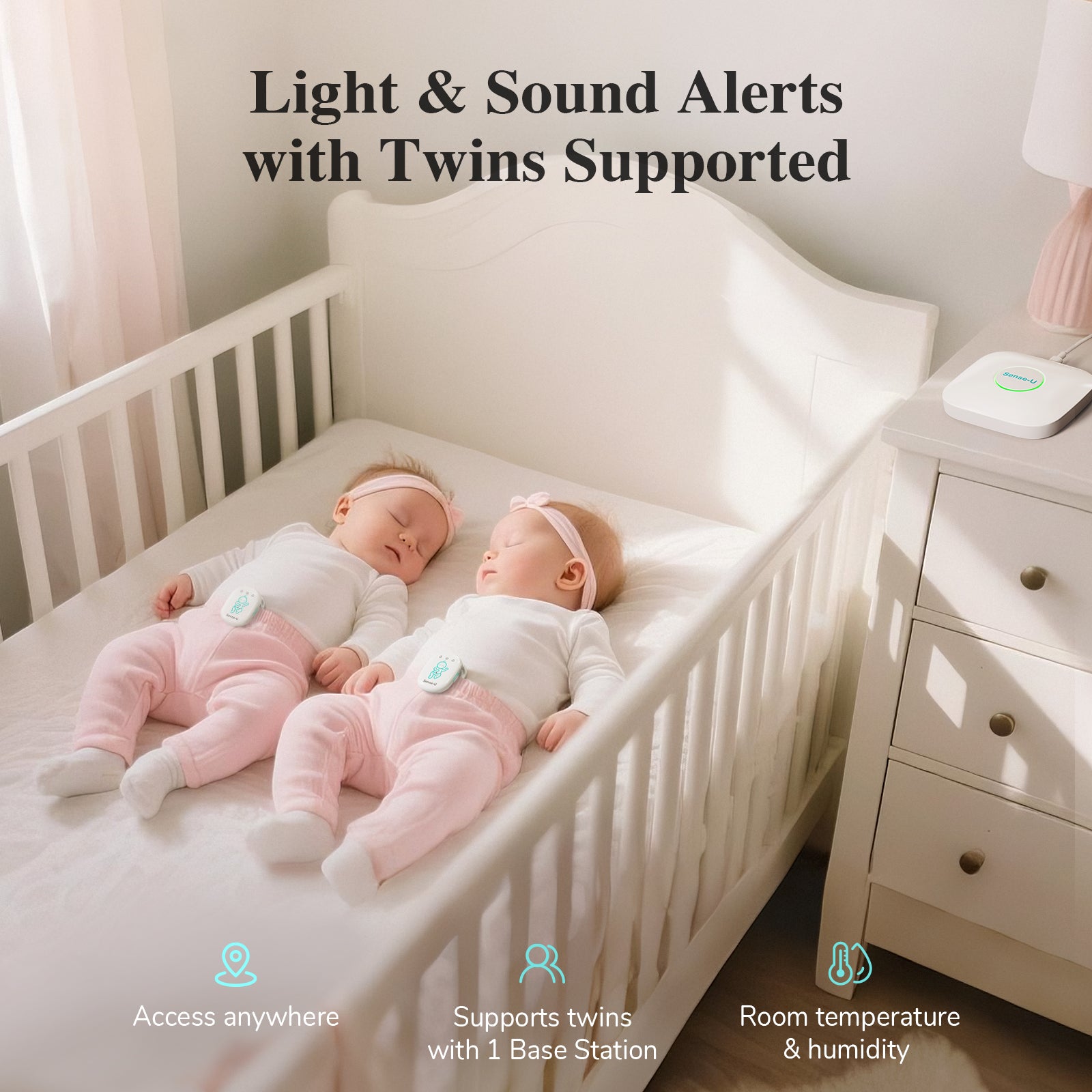 Sense-U Baby Pro+2K Camera Bundle: Abdominal Movement, Rollover, Temp