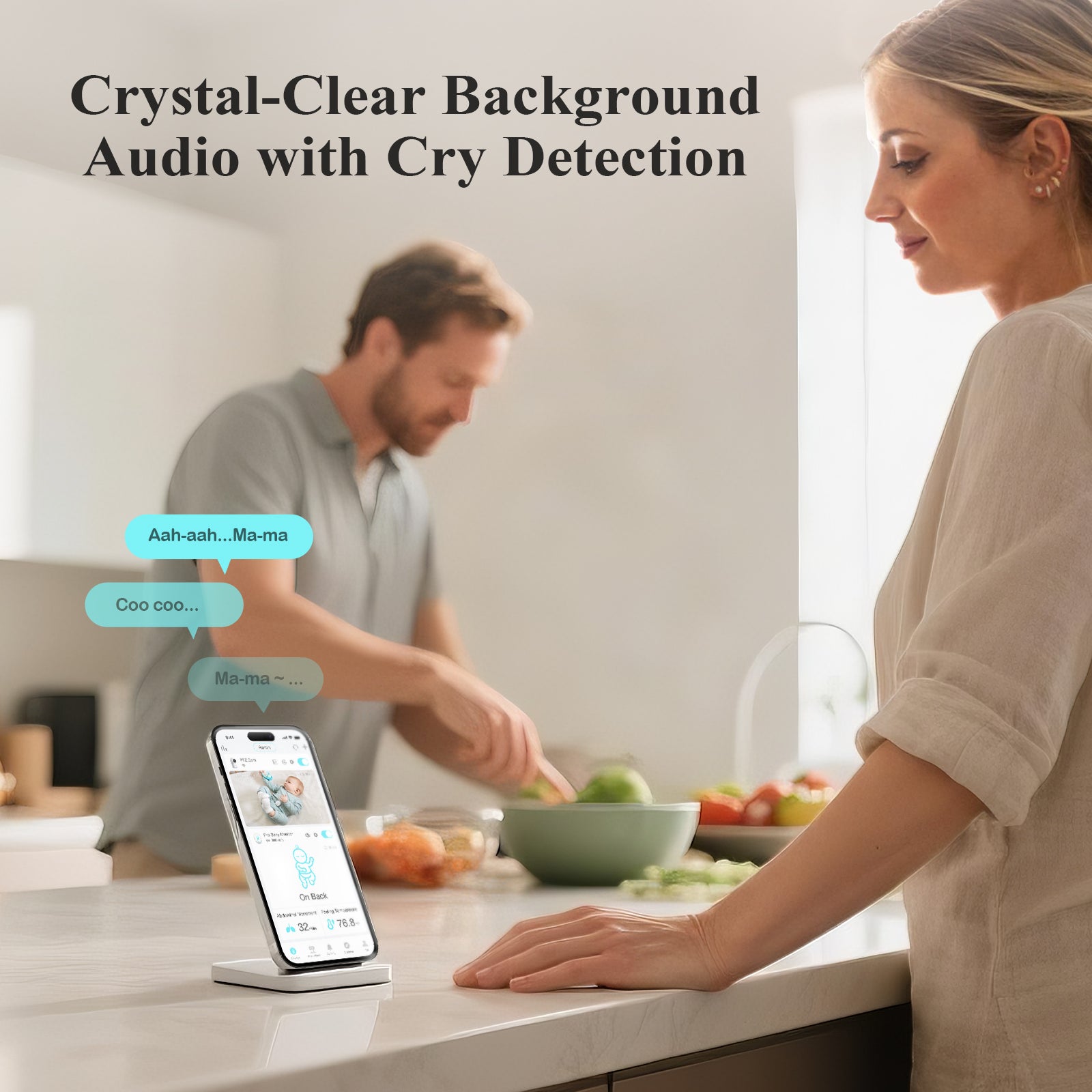 Sense-U Baby Pro+2K Camera Bundle: Abdominal Movement, Rollover, Temp