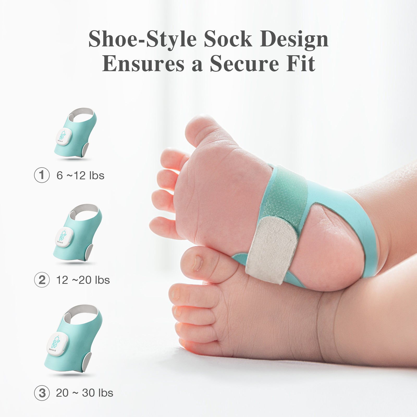 Sense-U Baby Sock Shoe Baby Monitor-Track Heart Rate, Oxygen, Movement