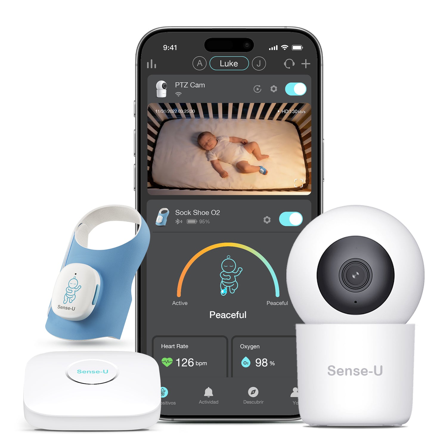 Sense-U Smart Sock Shoe O2 Bundle (2.5K PTZ Cam) Baby Monitor, FSA/HSA Eligible Sense-U Smart Sock Shoe O2 Bundle (2.5K PTZ Cam) Baby Monitor, FSA/HSA Eligible