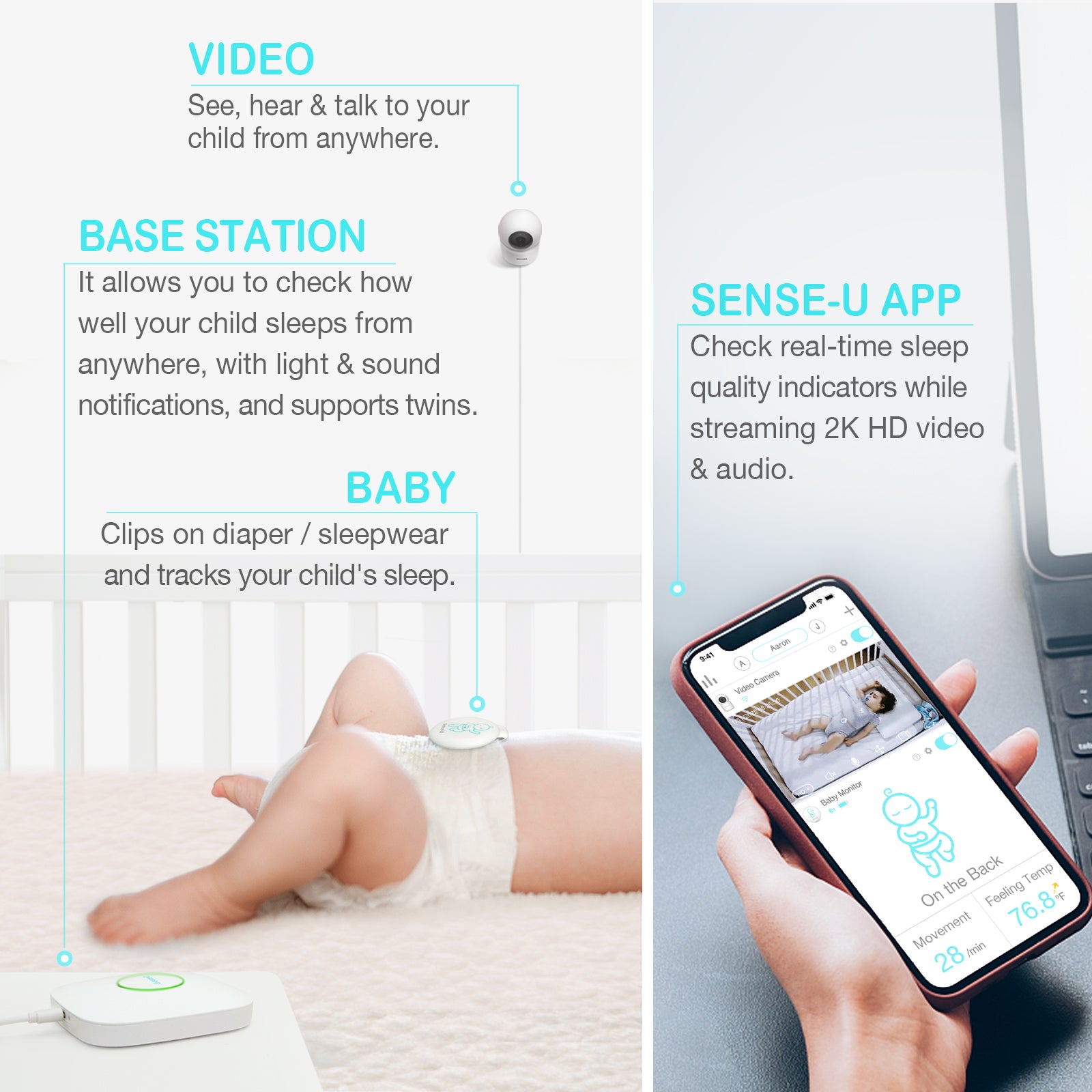 Sense-U Video + Breathing Baby Monitor 3: Tracks your baby's 