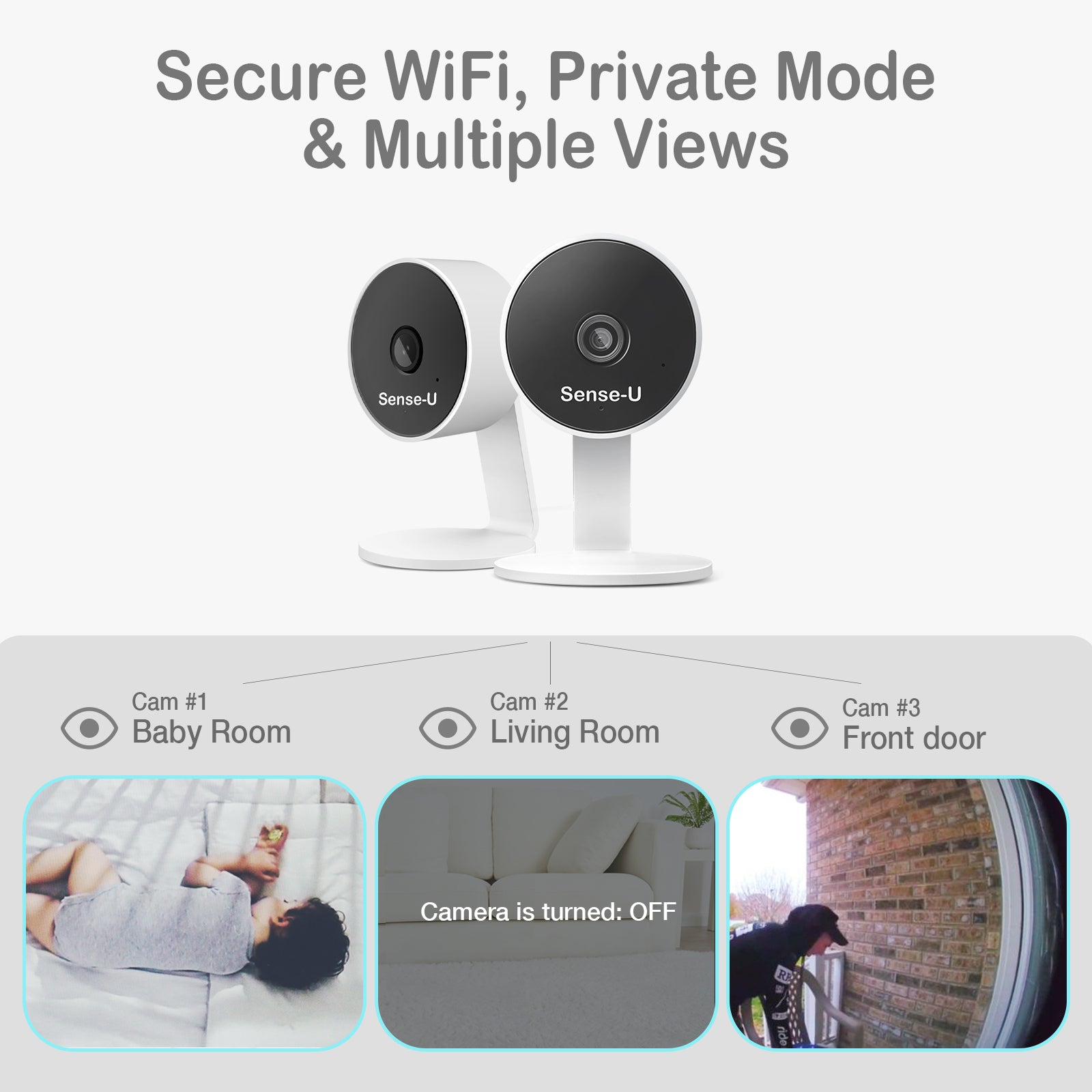 Sense-U Video Camera 2: 1080P HD, 2-Way Talk, Night Vision,Secure WiFi
